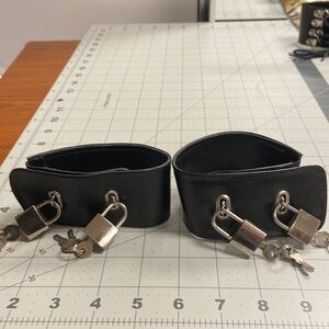 Locks Ankle Cuff Vinyl Bracelet Pair